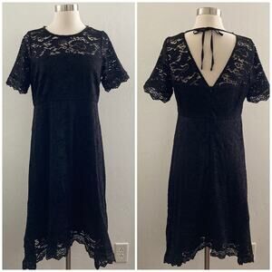 A Pea In The Pod Maternity Lace Dress Midi Modest Beaded Party Black Small NWT